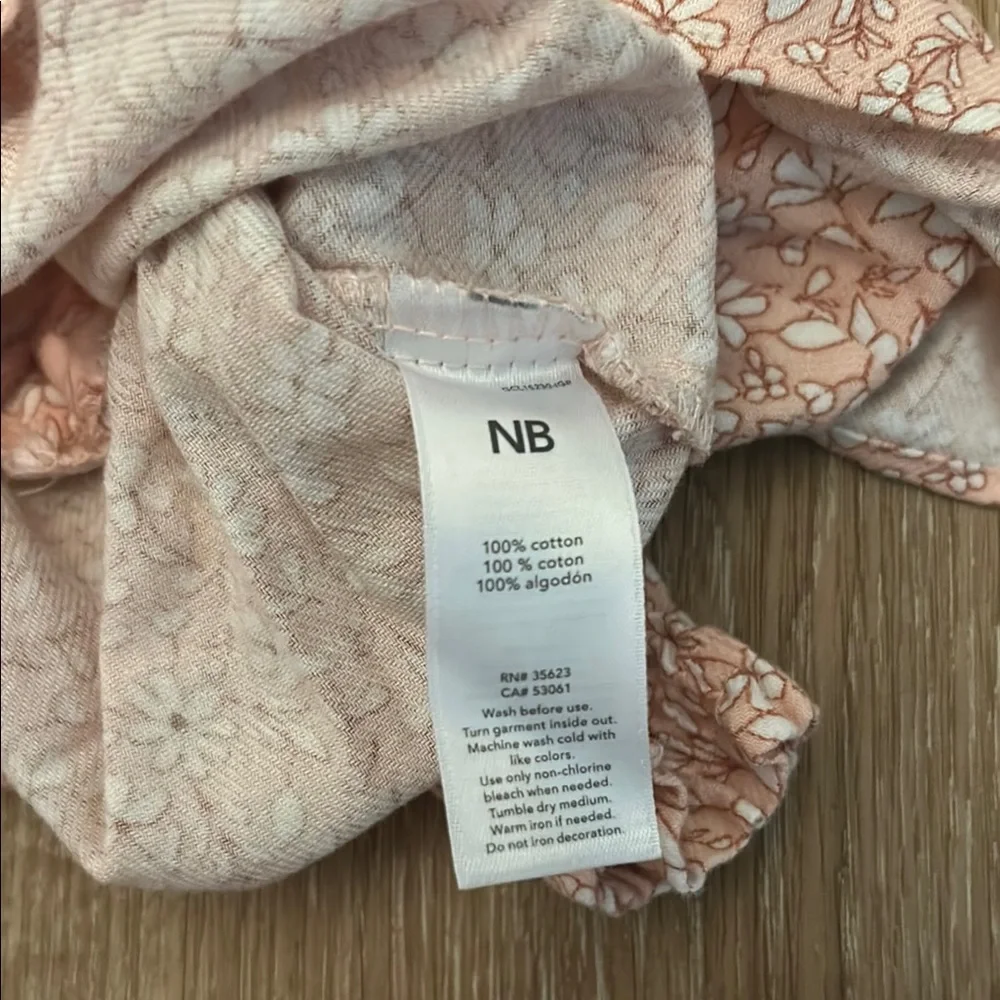 Carter's Pink and White Floral Bodysuit with Ruffled Collar